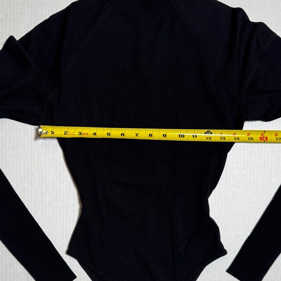 ALAÏA Women's 100% New Wool Puff Sleeve Mock Neck Black Long Sleeve Bodysuit XS - Picture 10 of 12